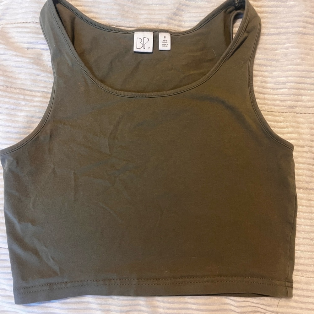 bp Green Sleeveless Crop Tank Top